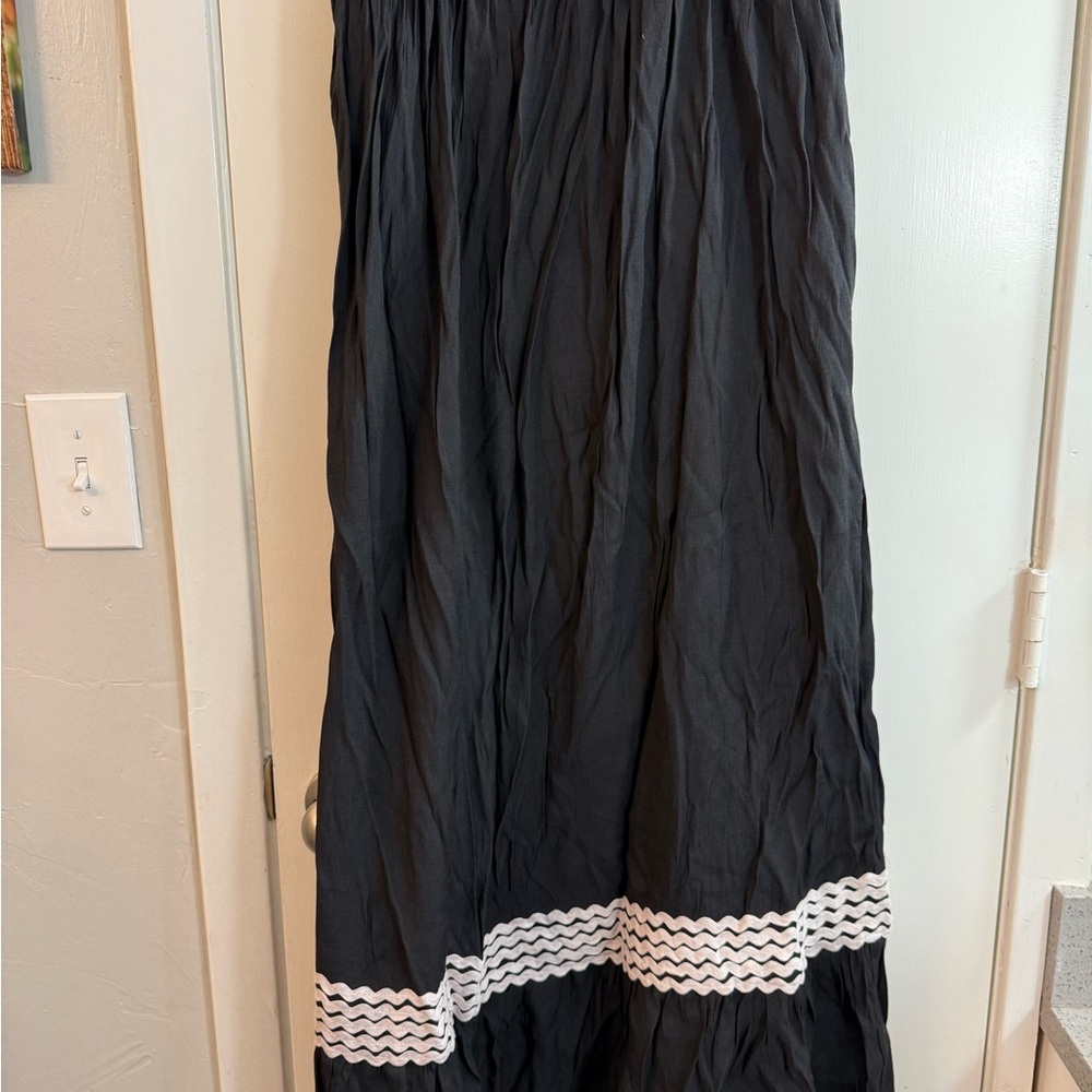 NWOT, Entro, black, linen blend sundress with adjustable straps, and lining